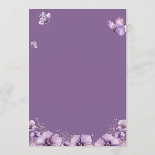 ベビービンゴパープルバタフライベビーシャワーゲームカード アドバイスカード (裏面)