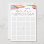 ベビービンゴモダン抽象芸術ピンク&ブルー水色 招待状 (正面)