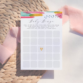 ベビービンゴモダン抽象芸術ピンク&ブルー水色 招待状