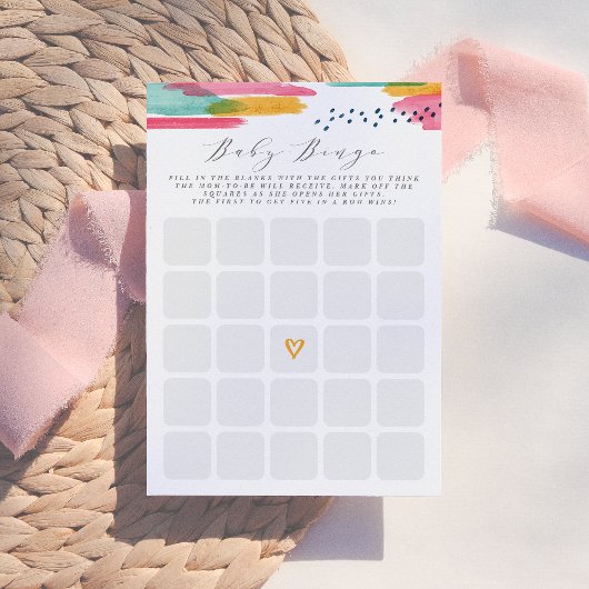 ベビービンゴモダン抽象芸術ピンク&ブルー水色 招待状