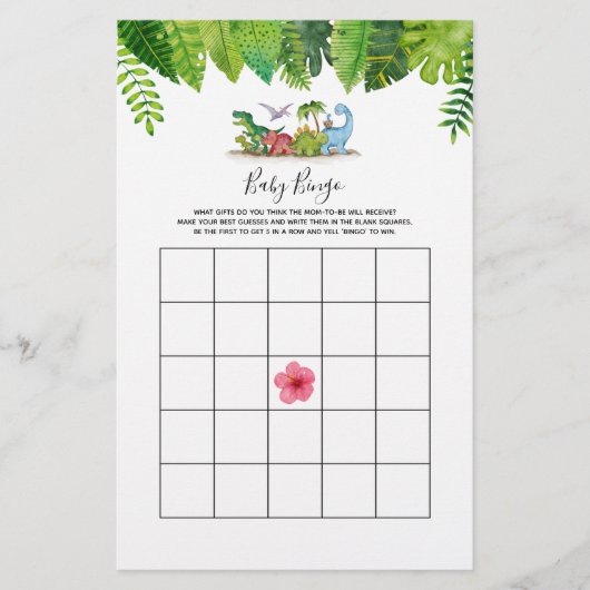 ベビービンゴ恐竜の赤ちゃんシャワーゲーム (正面)