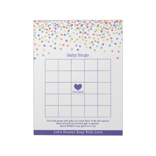 ベビービンゴ紙吹雪テーマベビシャワーゲーム ノートパッド (回転)