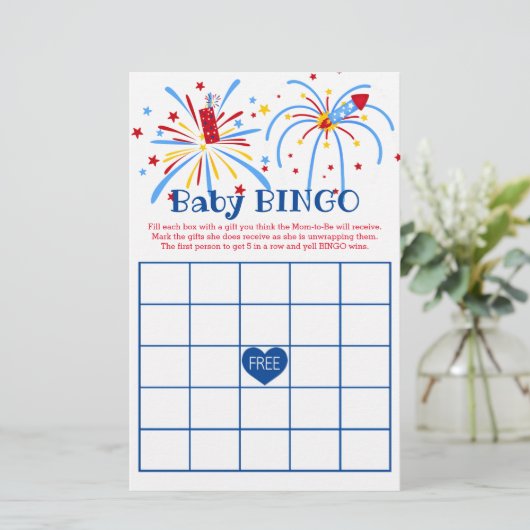 ベビービンゴ7月の愛国的な赤ちゃんシャワー4日 (スタンド正面)