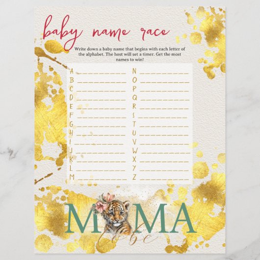 ベビービンゴ&ネームレースワイルドベビーシャワーゲーム チラシ (裏面)