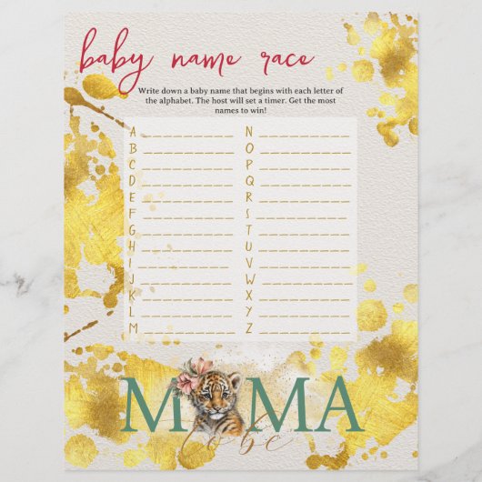 ベビービンゴ&ネームレースワイルドベビーシャワーゲーム チラシ (裏面)