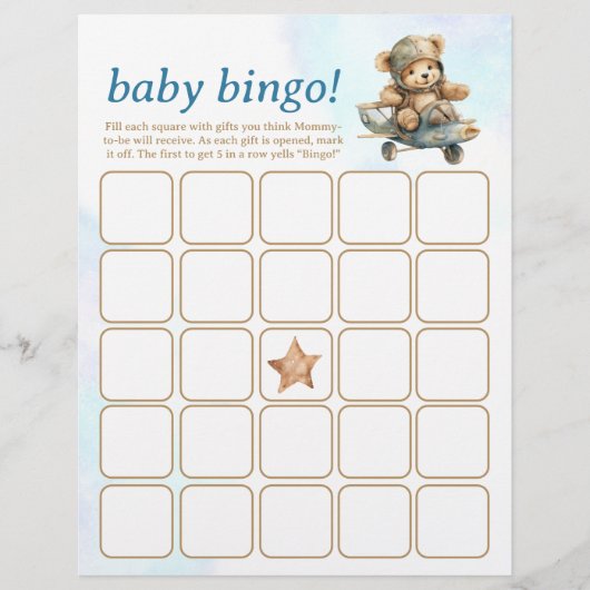 ベビービンゴ&名前レーステディベアベビーシャワーゲーム チラシ (正面)