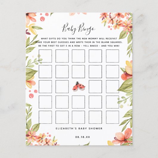 ベビービンゴ | Ladybug赤ちゃんシャワーゲーム (正面)