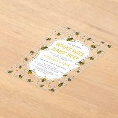 ベビービーかわいいビー柄ジェンダーが明らかにする アクリル招待状 (レイダウン)