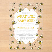 ベビービーかわいいビー柄ジェンダーが明らかにする アクリル招待状 (正面)