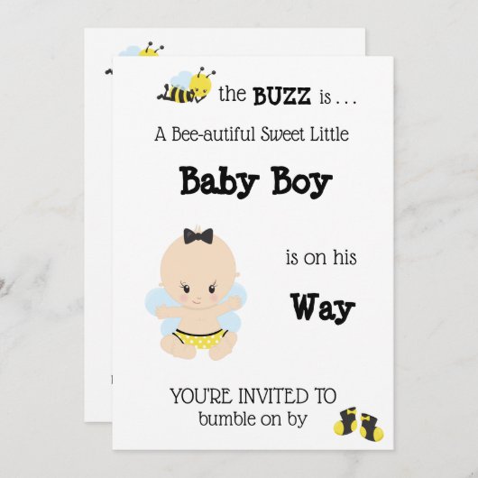 *~*ベビービーかわいい男の赤ちゃんシャワー招待状 招待状 (正面/裏面)