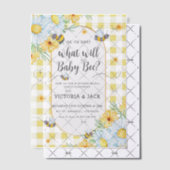 ベビービーイエローギンガムジェンダーの明らかにする ベラム紙招待状 (オフセット (招待状))
