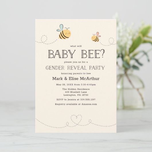 ベビービージェンダーが妊娠の黄色を明らかにする 招待状 (スタンド正面)