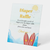 ベビービーチサーフィンおむつラッフルベビーシャワーサイン 台座サイン (正面)