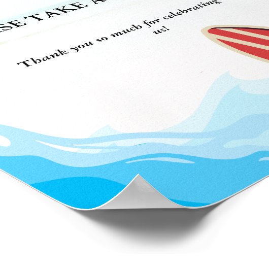 ベビービーチサーフィンボード赤ちゃんシャワーお気に入りサイン ポスター (角)