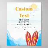 ベビービーチサーフィン搭乗ベビーシャワーお気に入りサイン ポスター (正面)