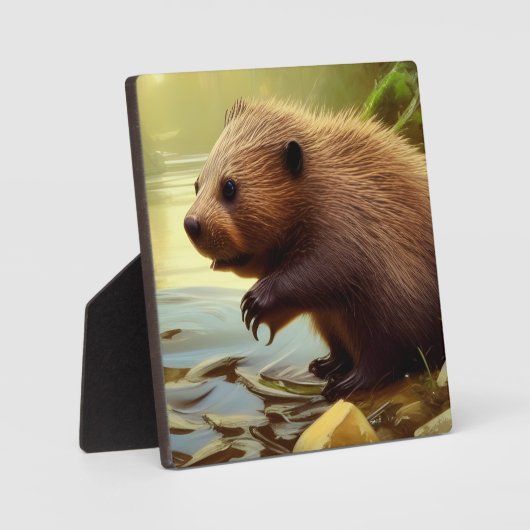 ベビービーバーワイルドライフポートレート卓上 フォトプラーク (正面)