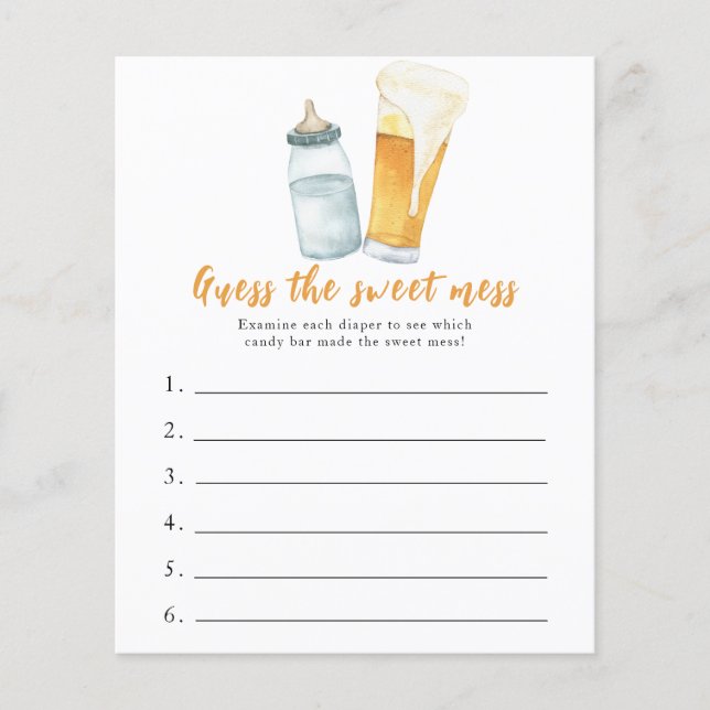 ベビービールの赤ちゃんシャワー甘い混乱ゲームを推測 (正面)