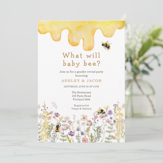 ベビービーワイルドフラワージェンダーの表示 招待状 (スタンド正面)