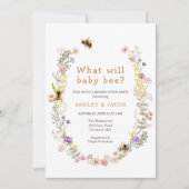 ベビービーワイルドフラワージェンダーの表示 招待状 (正面)