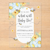 ベビービー白い花と性別が明らかにする アクリル招待状 (正面)