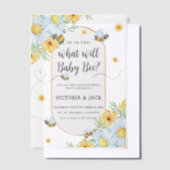 ベビービー白い花と性別が明らかにする ベラム紙招待状 (オフセット)