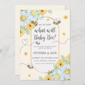 ベビービー白い花と性別が明らかにする 招待状 (正面/裏面)