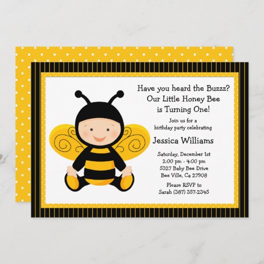 ベビービー誕生日パーティーの招待 招待状 (正面/裏面)