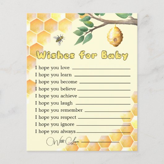 ベビービー赤ちゃんシャワーの願いベビーカード (正面)