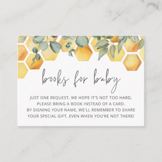 ベビービー赤ちゃんシャワーインサート用の本 エンクロージャーカード (正面)