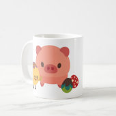 ベビーピグレット（豚）とチック（鶏）デザイン コーヒーマグカップ (正面左)