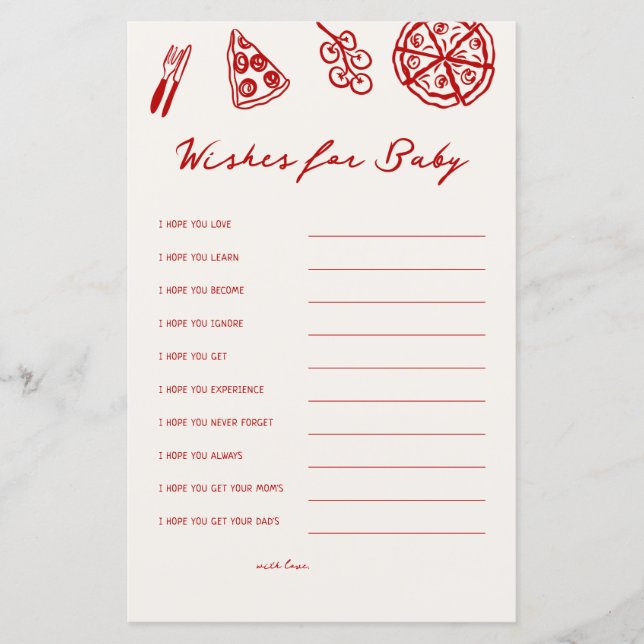 ベビーピザ赤ちゃんシャワーゲームの願い (正面)