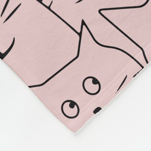 ベビーピンクかわいい怪しい猫ちゃん猫パターン フリースブランケット (角)