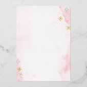 ベビーピンクそりの赤ちゃんシャワー外は寒い 箔招待状 (裏面)