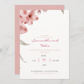ベビーピンクとグリーンのフローラ結婚式招待状 招待状 (正面/裏面)