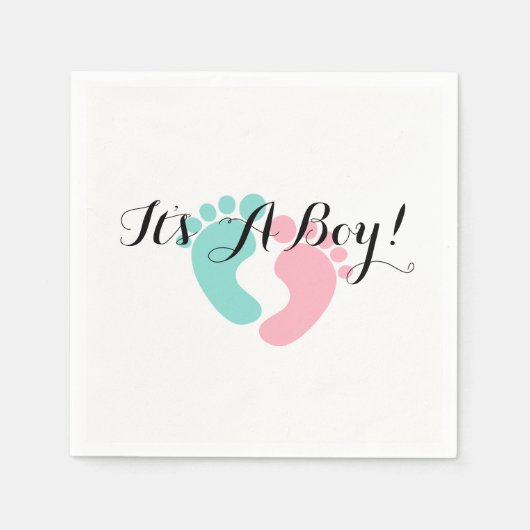 ベビーピンクとブルーのベビーリビールスプレイパーティー スタンダードカクテルナプキン (正面)