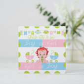 ベビーピンクとブルーの性別リビールパーティの招待状 招待状 (スタンド正面)