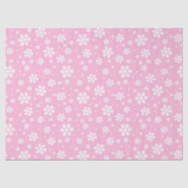 ベビーピンクと白のクリスマススノーフレークのパターン 薄葉紙