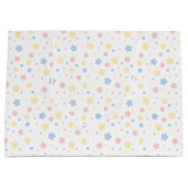 ベビーピンクと青の星模様 ラージペーパーバッグ (正面)