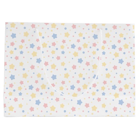 ベビーピンクと青の星模様 ラージペーパーバッグ (裏面)