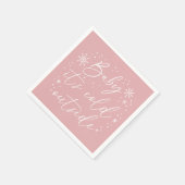 ベビーピンクのスノーフレークの赤ちゃんシャワー外は寒い スタンダードカクテルナプキン (角)