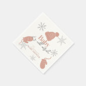 ベビーピンクのビーニーの赤ちゃんシャワー外は寒い スタンダードカクテルナプキン (角)