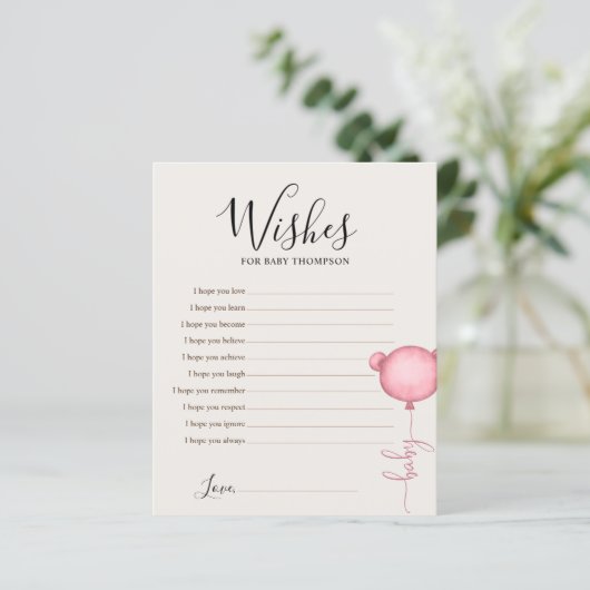 ベビーピンクのビーリーかわいい赤ちゃんシャワーゲームの願い (スタンド正面)