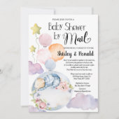 ベビーピンクのフローラバルーン赤ちゃんシャワー(郵便) 招待状 (正面)