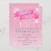 ベビーピンクのベビーシャワー招待状外は寒い 招待状 (正面/裏面)