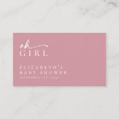 ベビーピンクのミニマリスト赤ちゃんシャワー用の本 エンクロージャーカード (裏面)