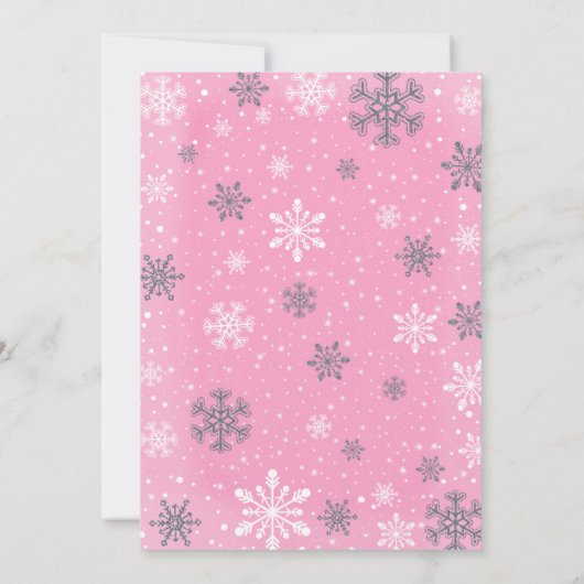 ベビーピンクの女の子の赤ちゃんシャワー外が寒い 招待状 (裏面)