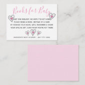 ベビーピンクの愛の本ハート赤ちゃんシャワー エンクロージャーカード (正面/裏面)