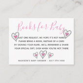 ベビーピンクの愛の本ハート赤ちゃんシャワー エンクロージャーカード (正面)