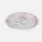 ベビーピンクの水の色のシャワー外が冷たい ペーパープレート (アングル)