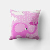ベビーピンクの象と花パーソナライズされた クッション (裏面)